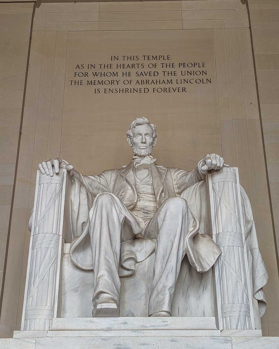 Statue of Abraham Lincoln at the Lincoln Memorial in Washington DC
