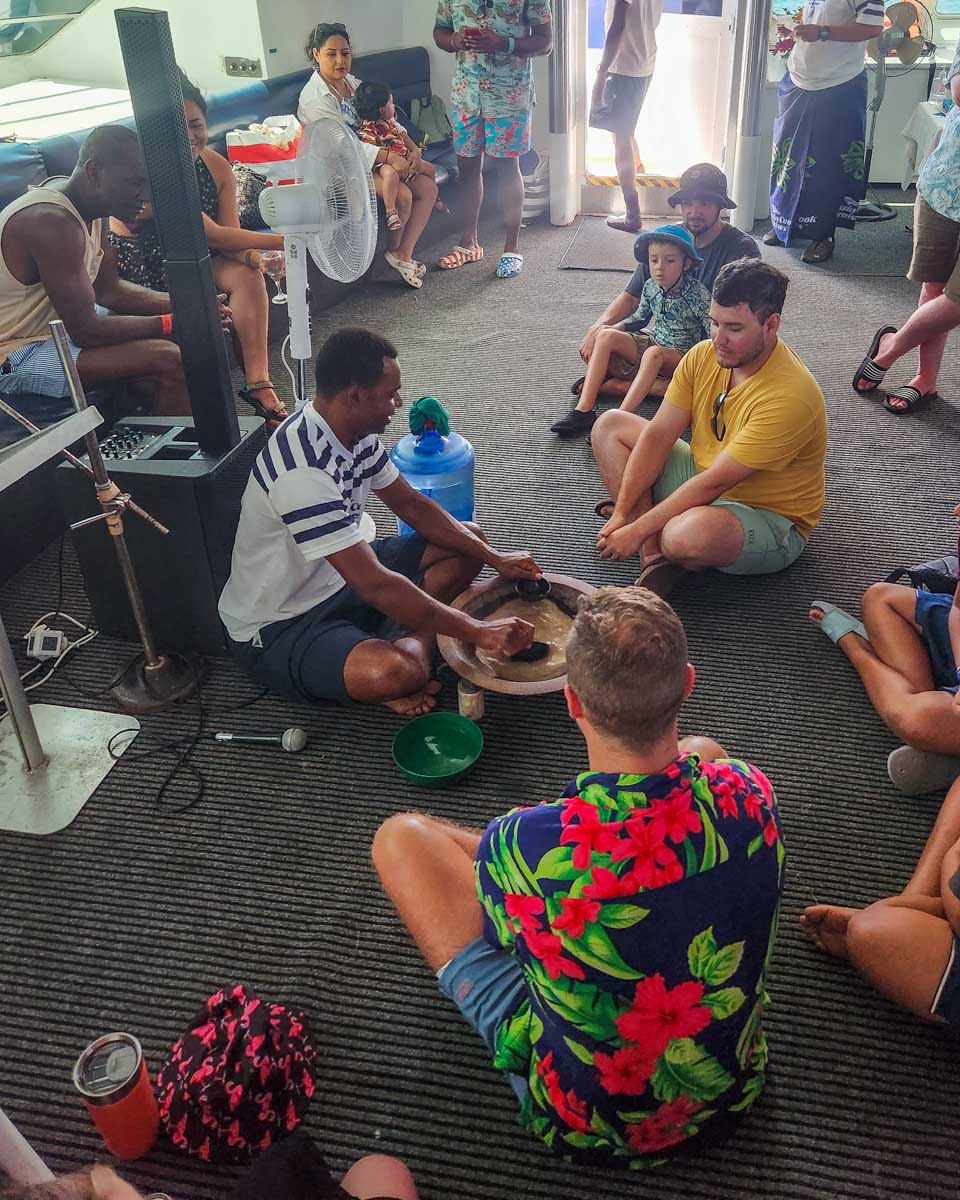 The Kava Ceremony on the boat to Tivua Island in Fiji