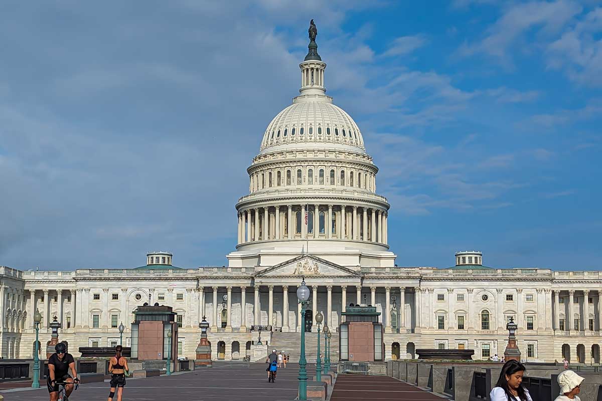 Wide angle shot of the United States Capitol in Washington DC
