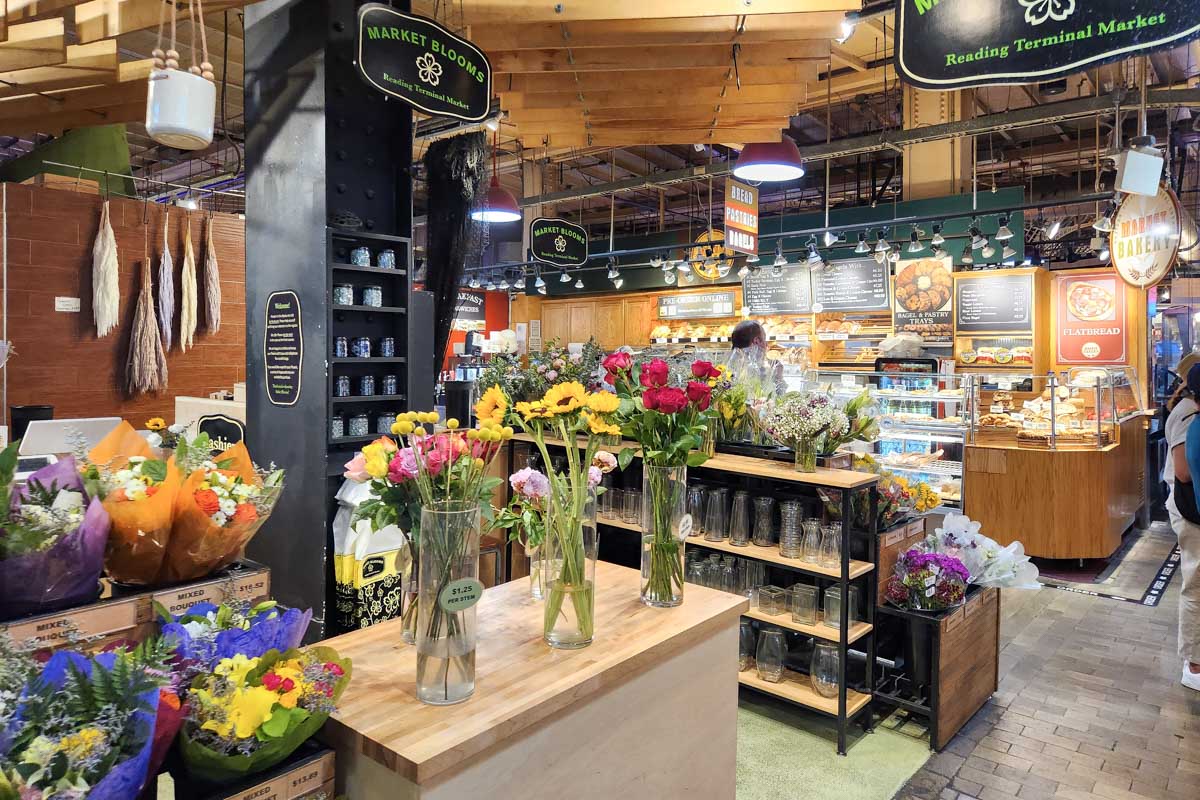 A flower shop at Reading Terminal Market Philadelphia