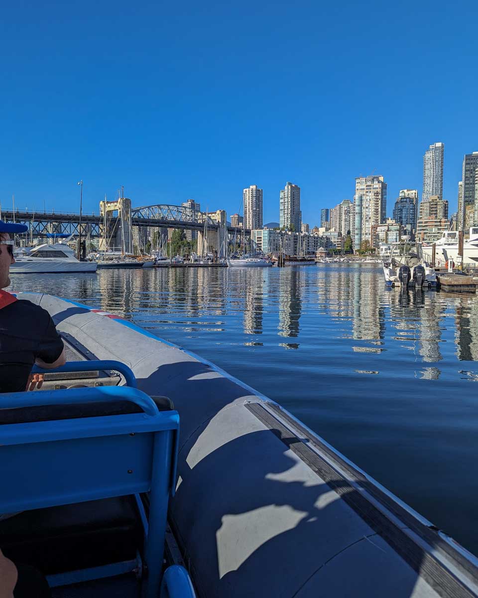 A view of Vancouver, Canada from the zodiac boat