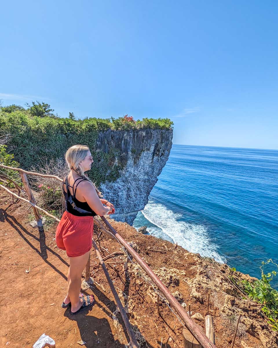 Bailey admires the view at Karang Boma Cliff in Uluwatu, Bali