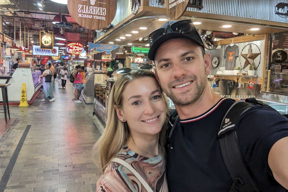 Bailey and Daniel take a selfie at Reading Terminal Market Philadelphia
