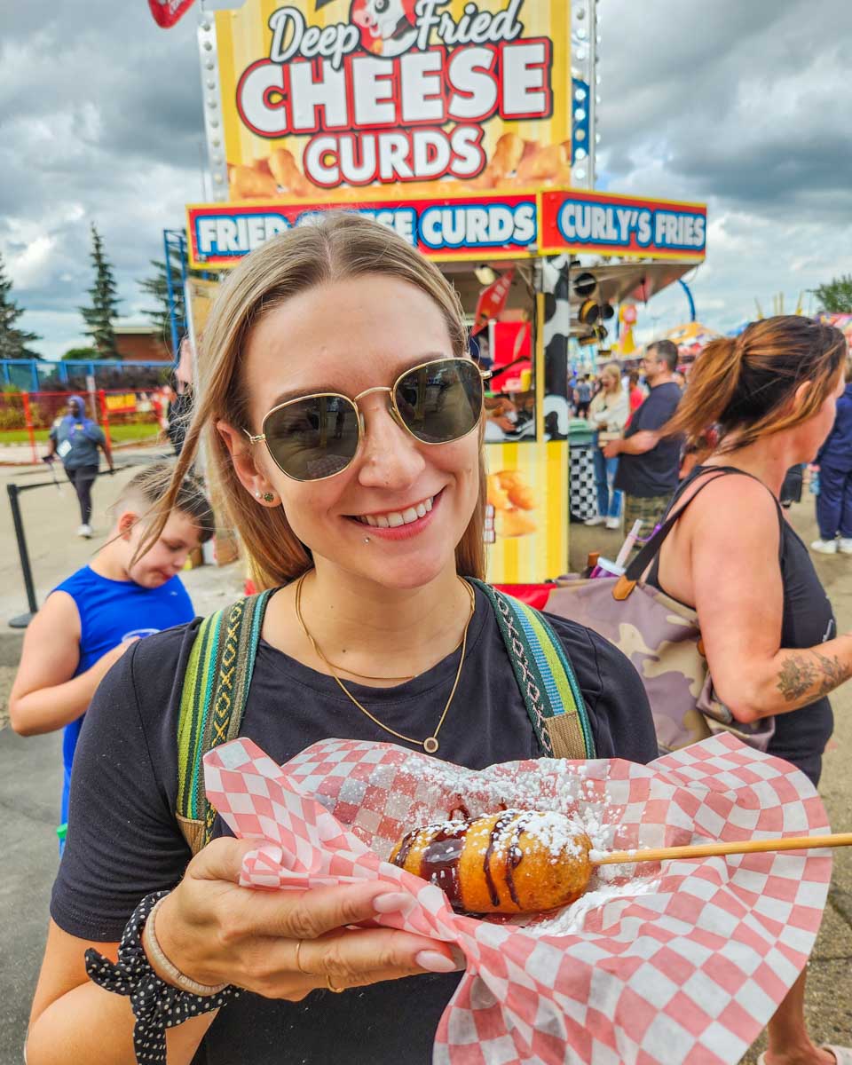 Bailey enjoys a dessert at K Days in Edmonton, Canada
