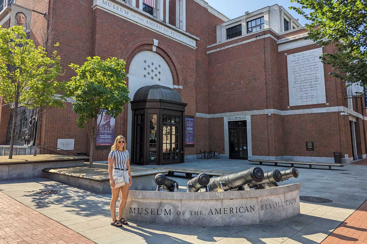 Bailey outside of museum of the american revolution