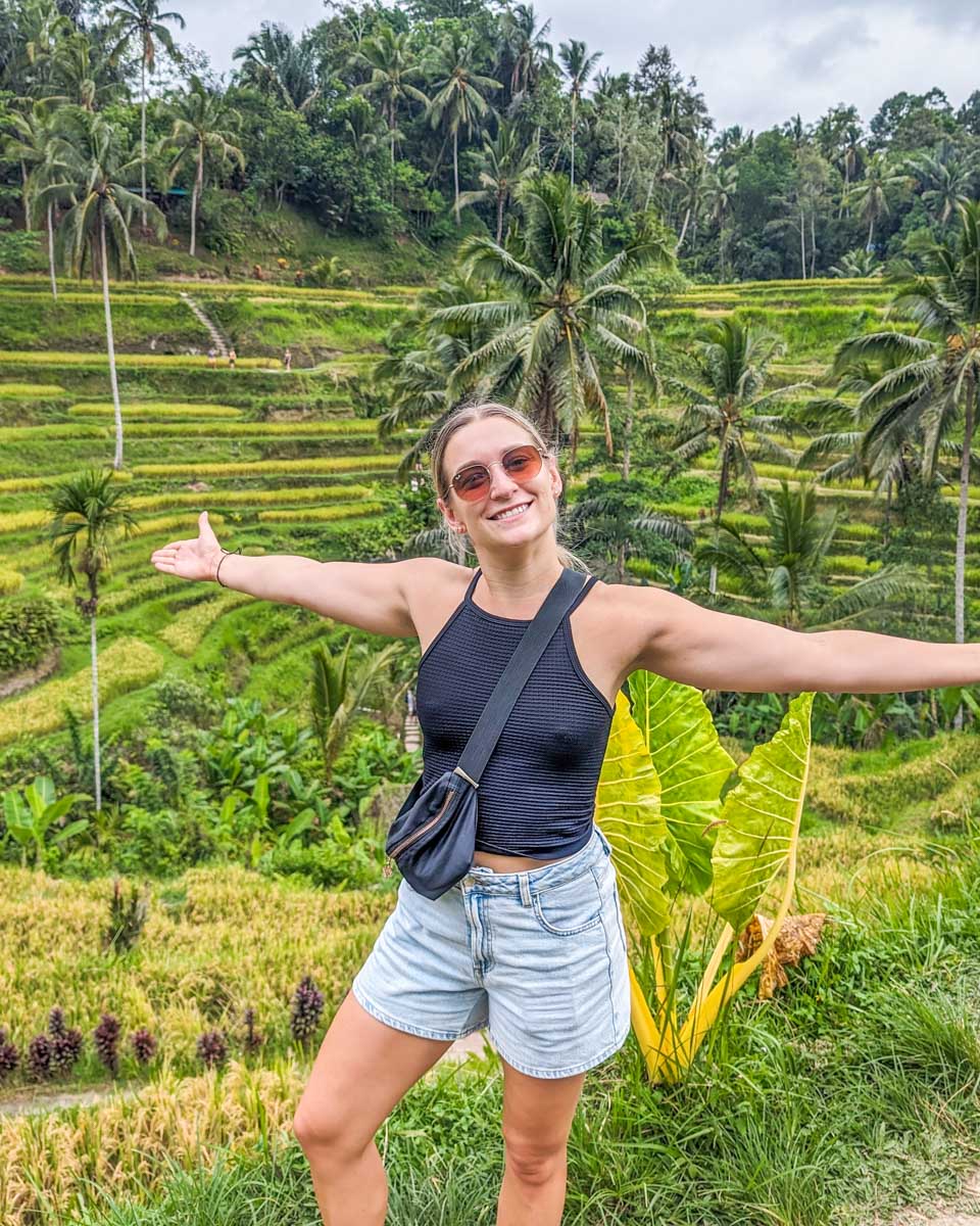 Bailey poses for a photo at the Tegalalang Rice Terrace in Ubud, Bali