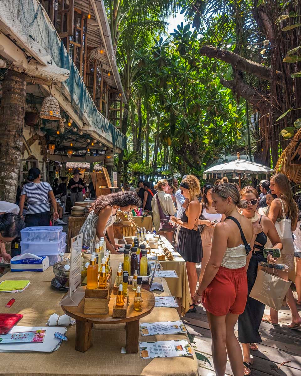 Bailey wanders the La Brisa Farmers Market in Canggu, Bali