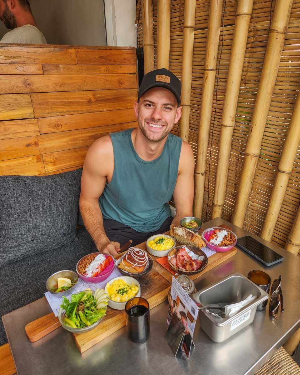 Daniel enjoys breakfast at Copenhagen Canggu