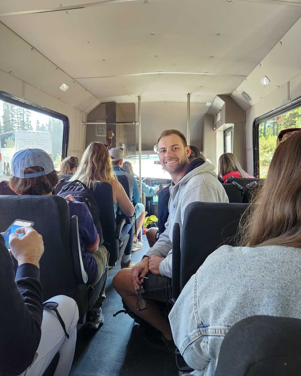 Daniel on the moraine lake bus company shuttle canada