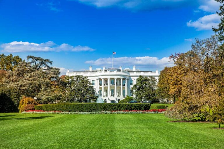 The White House seen in Washington DC United States on a sunny day