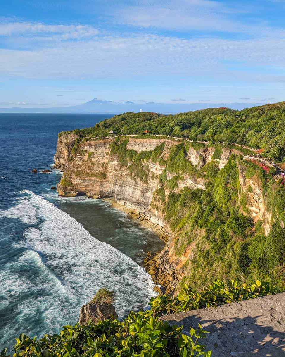 The stunning cliffs to the ocean at Uluwatu temple in Bali