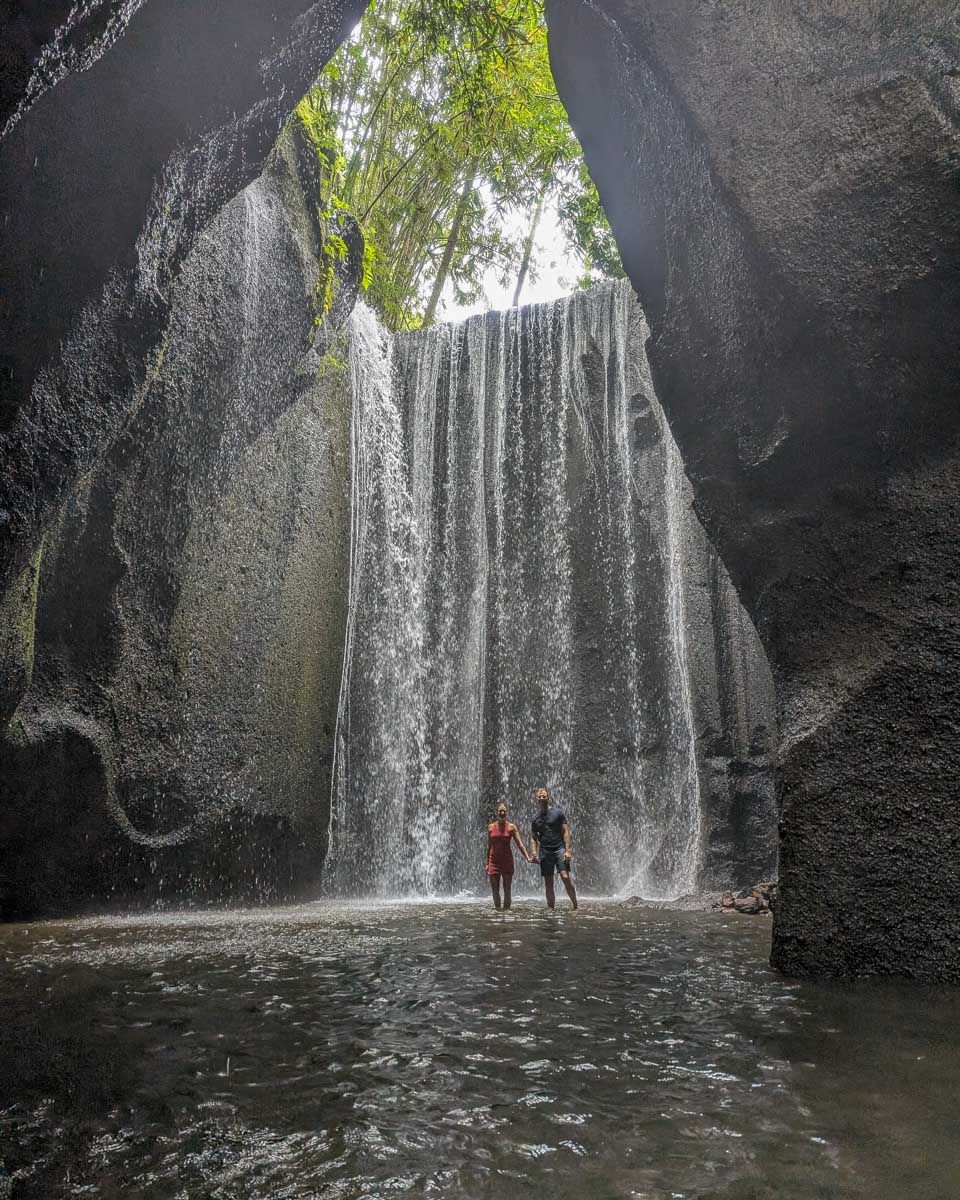 Bailey and Daniel at the Tukad waterfall on the instagram tour bali