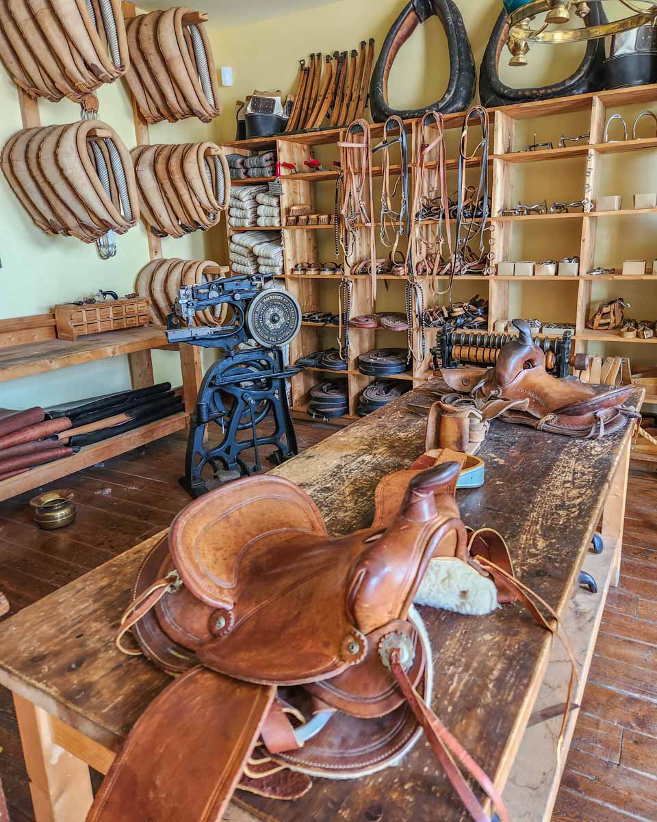 Horse saddle and equipment at Heritage Park in Calgary, Canada