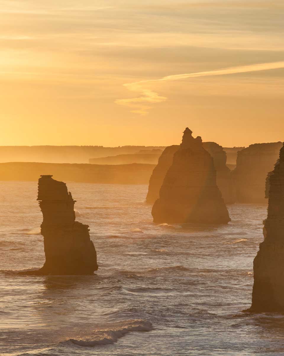 Sunset at the twelve apostles on the Great Ocean Road