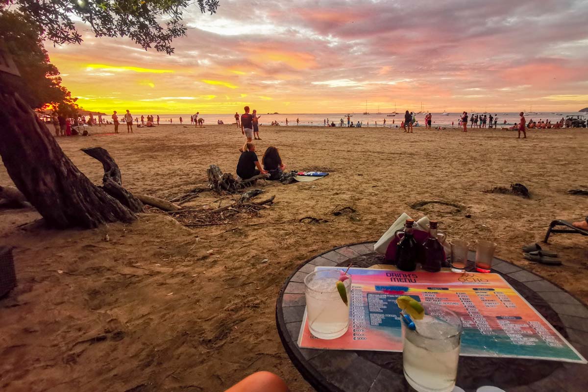 Sunset drinks at Ocho Bar, Tamarindo