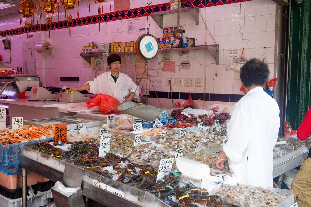 A fish market at the Queens chinatown New York City