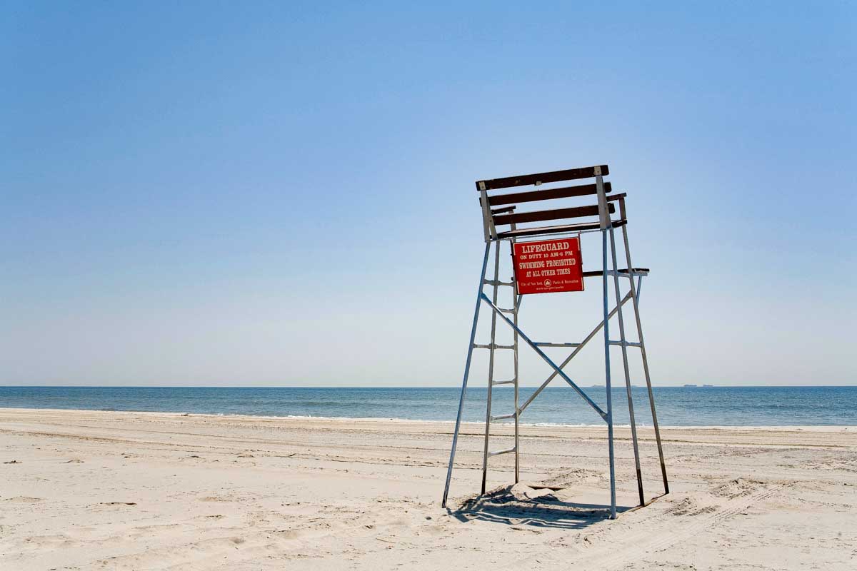 A lifegaurd chair on Rockaway Beach New York City
