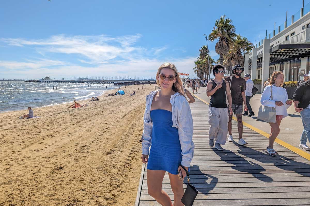 Bailey at St Kilda Beach in Melbourne Australia