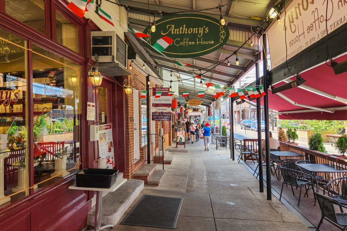 Sidewalk at the Italian Market in Philadelphia, USA