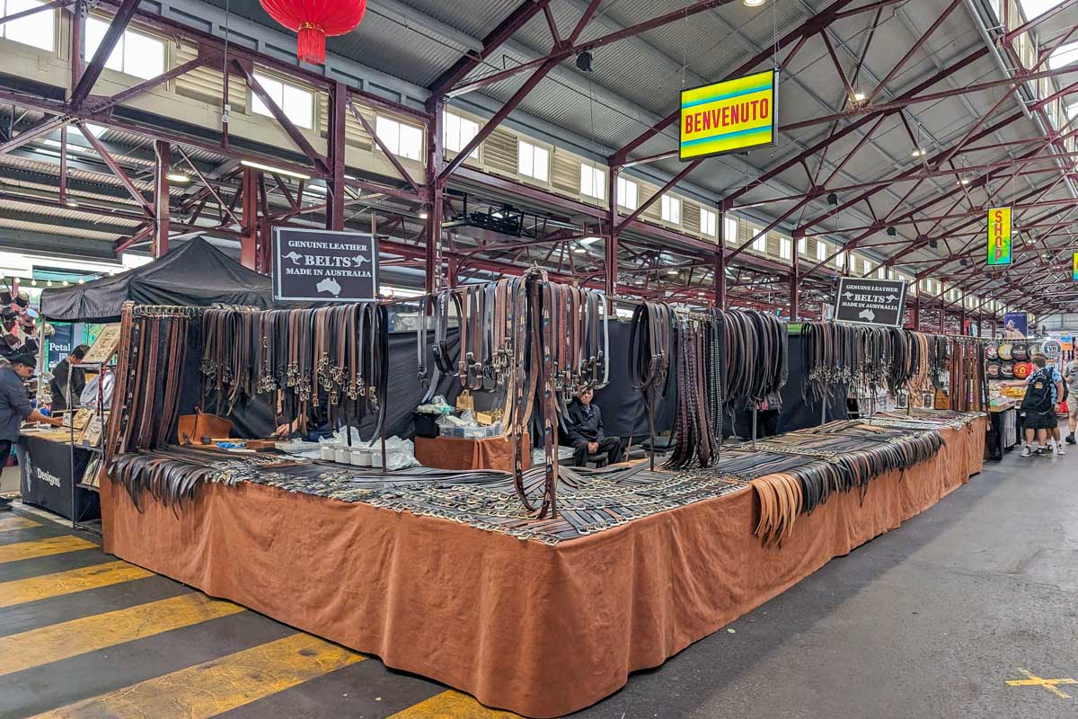 Belts for sale at the Queen Victoria Market in Melbourne Australia