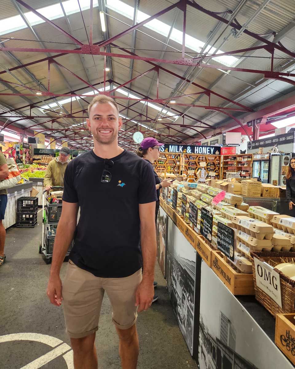 Daniel poses for a picture at the Queen Victoria Market in Melbourne Australia