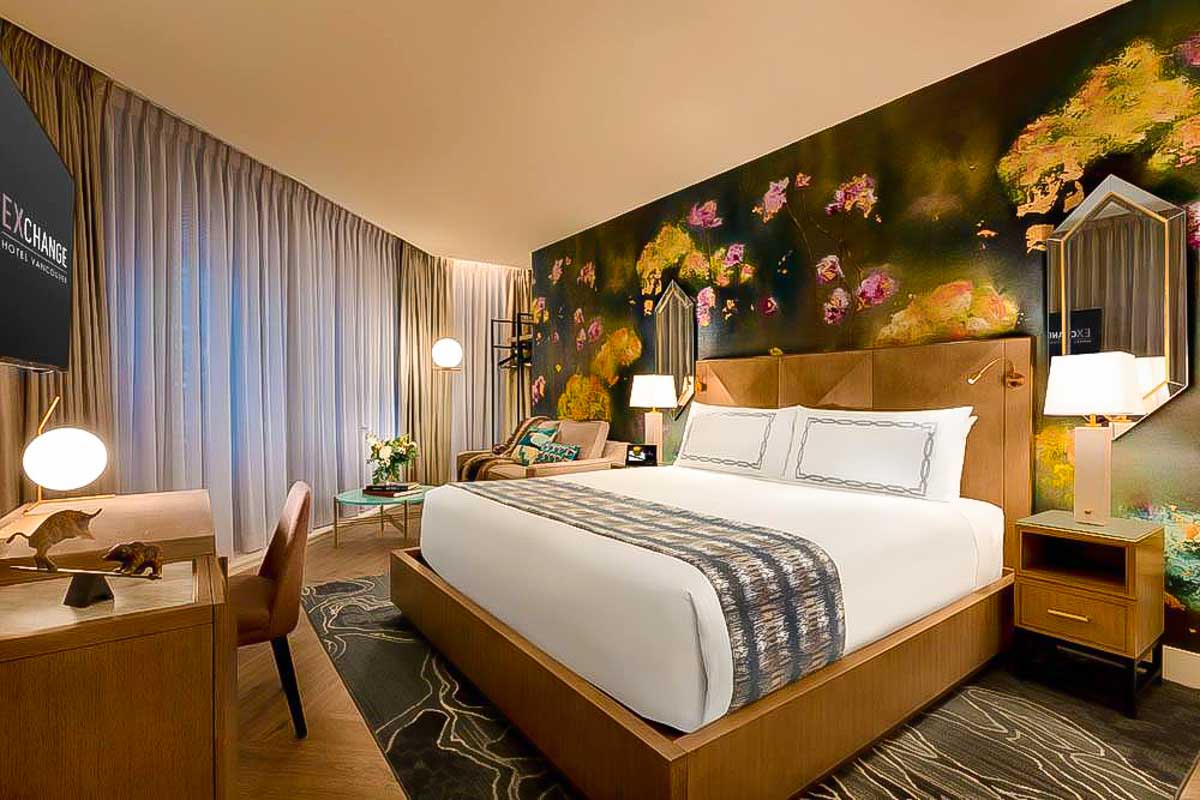 Hotel room at the EXchange Hotel in downtown Vancouver