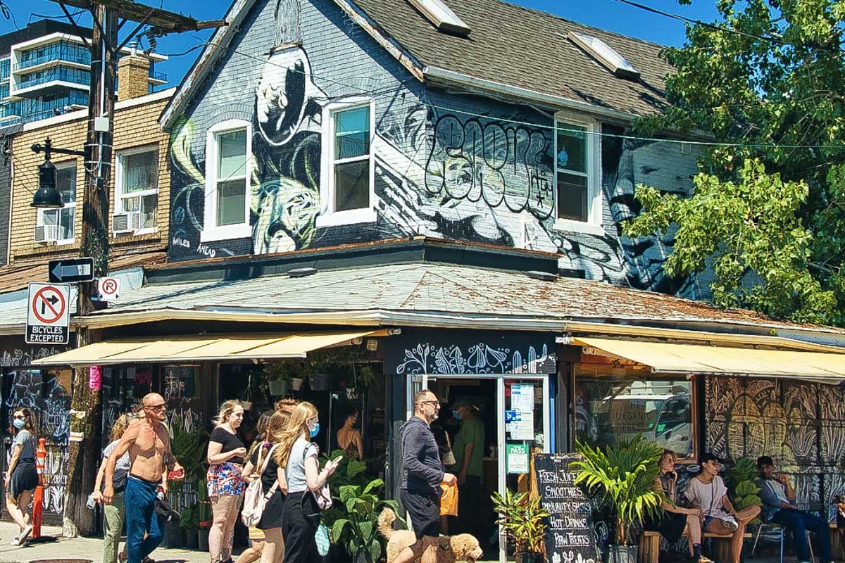 A house that sells food and drinks in Kensington Market Toronto Canada