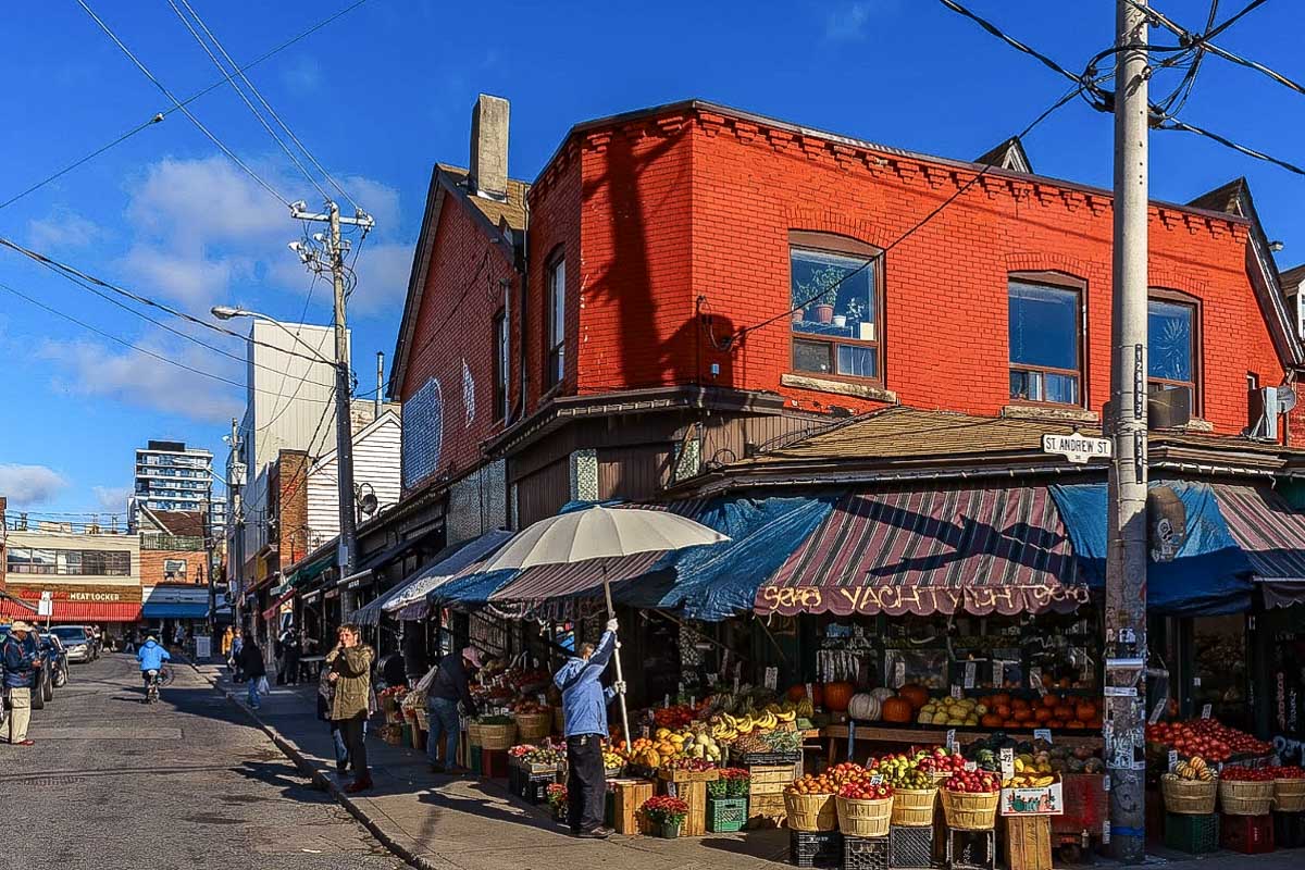 A produce stand in Kensington Market Toronto Canada