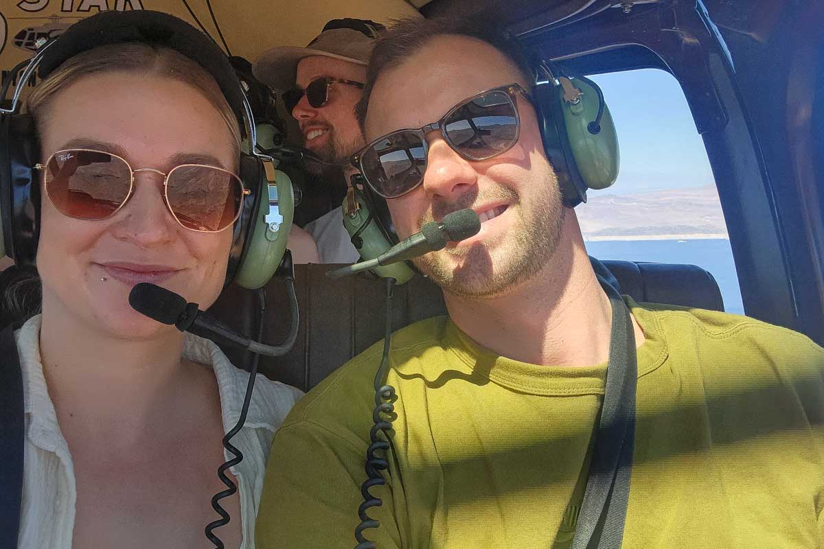 Daniel and Bailey on a helicopter tour to the Grand Canyon from Las Vegas USA