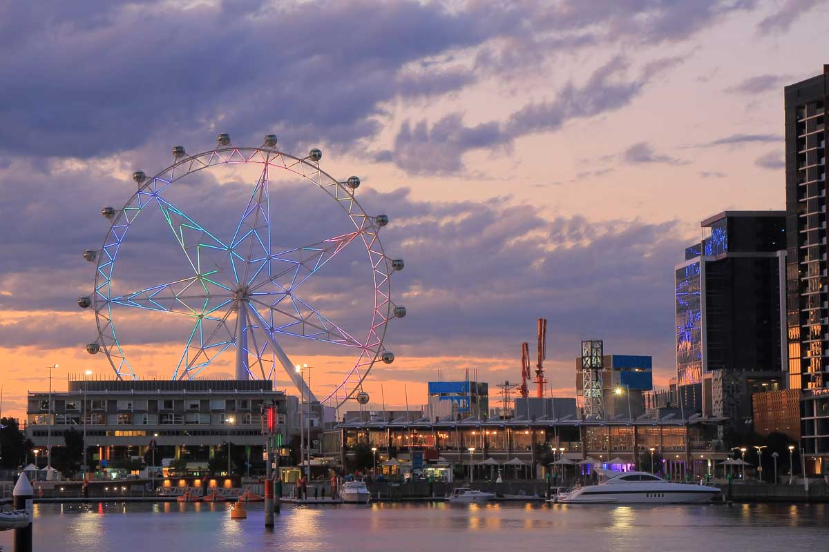 Melbourne Ferris wheel sunset Australia