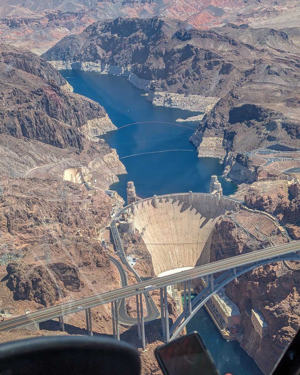 Photo of the Hoover Dam from a grand canyon helicopter tour from Las Vegas USA