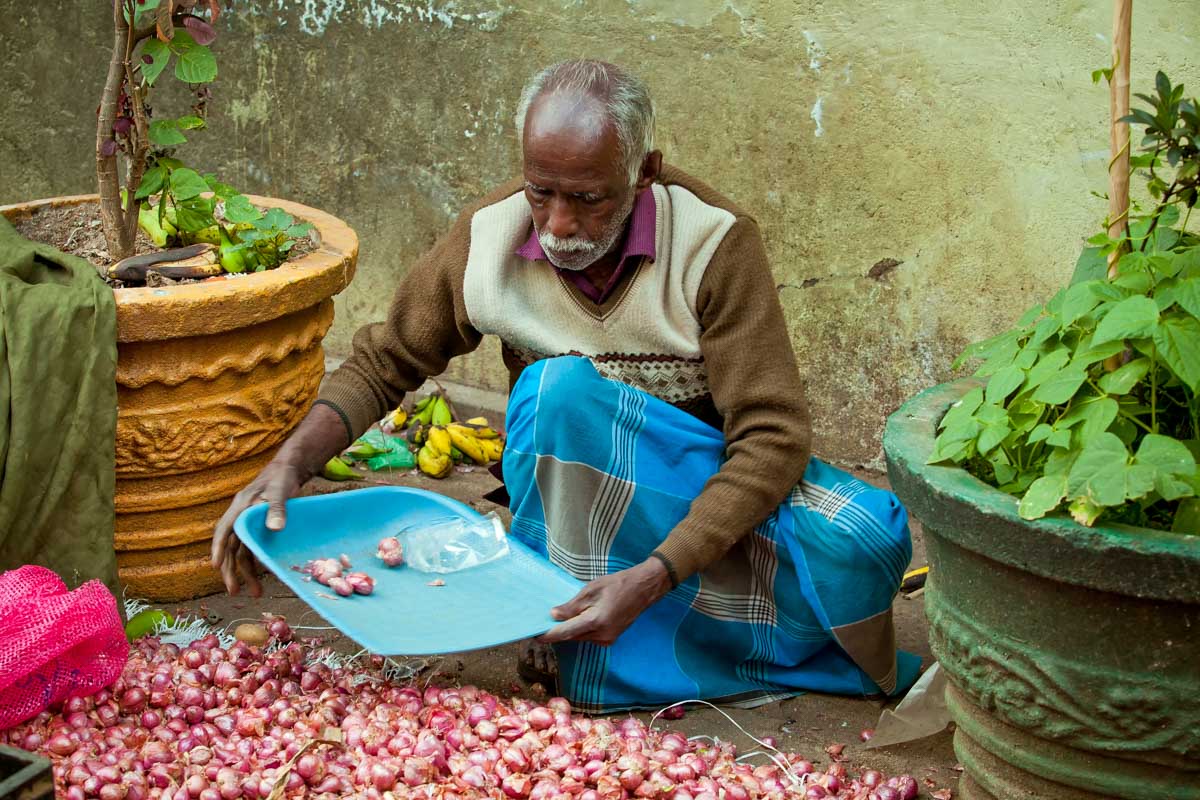 A Sri Lankan man at a market in Colombo