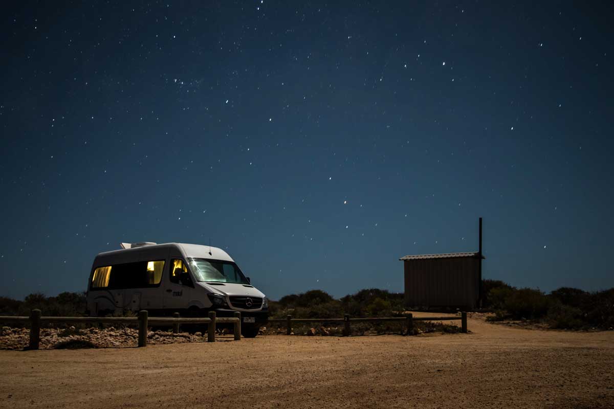 A motorhome under the stars in Australia