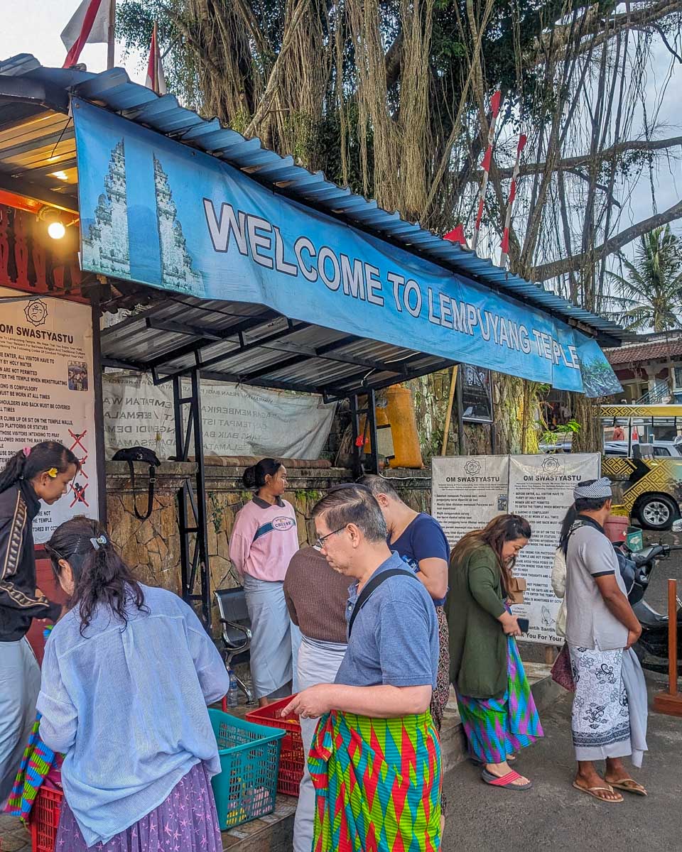 A sign that says welcome to Lempuyang temple Bali