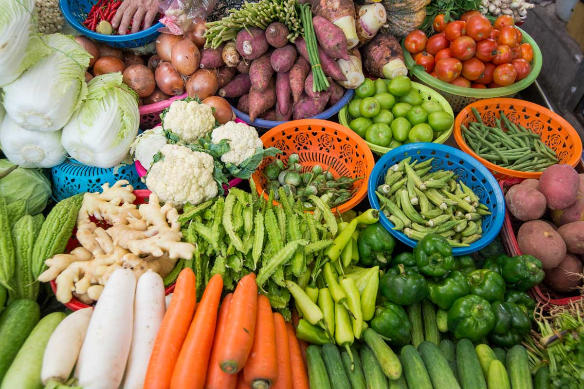 Fresh vegtables during a cooking class in Siem reap Cambodia