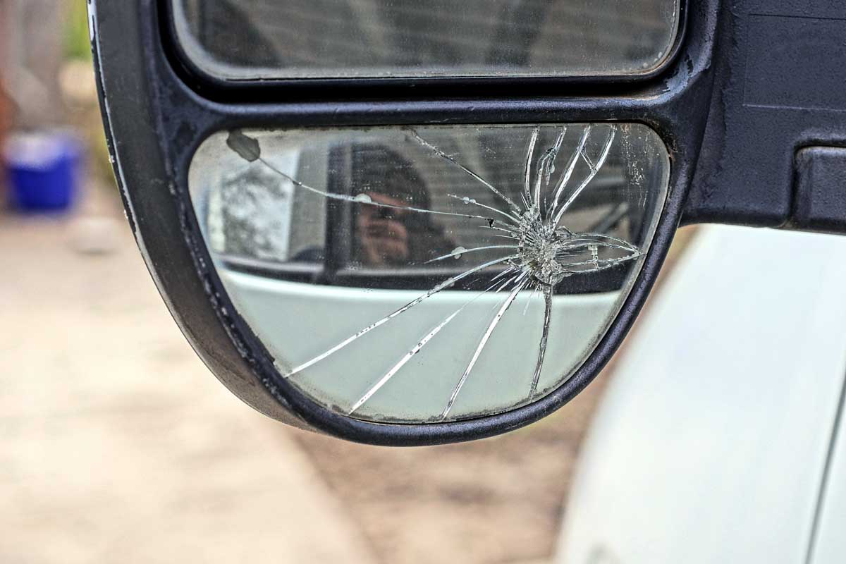 Motorhome Australia broken mirror