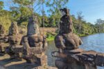 Statues at Tonle Om South Gate Bridge Angkor Wat Sieam Reap Cambodia