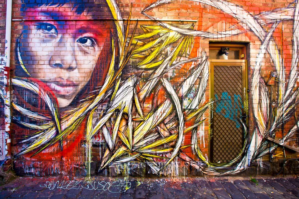 Street art seen on a walking tour of Melbourne Australia