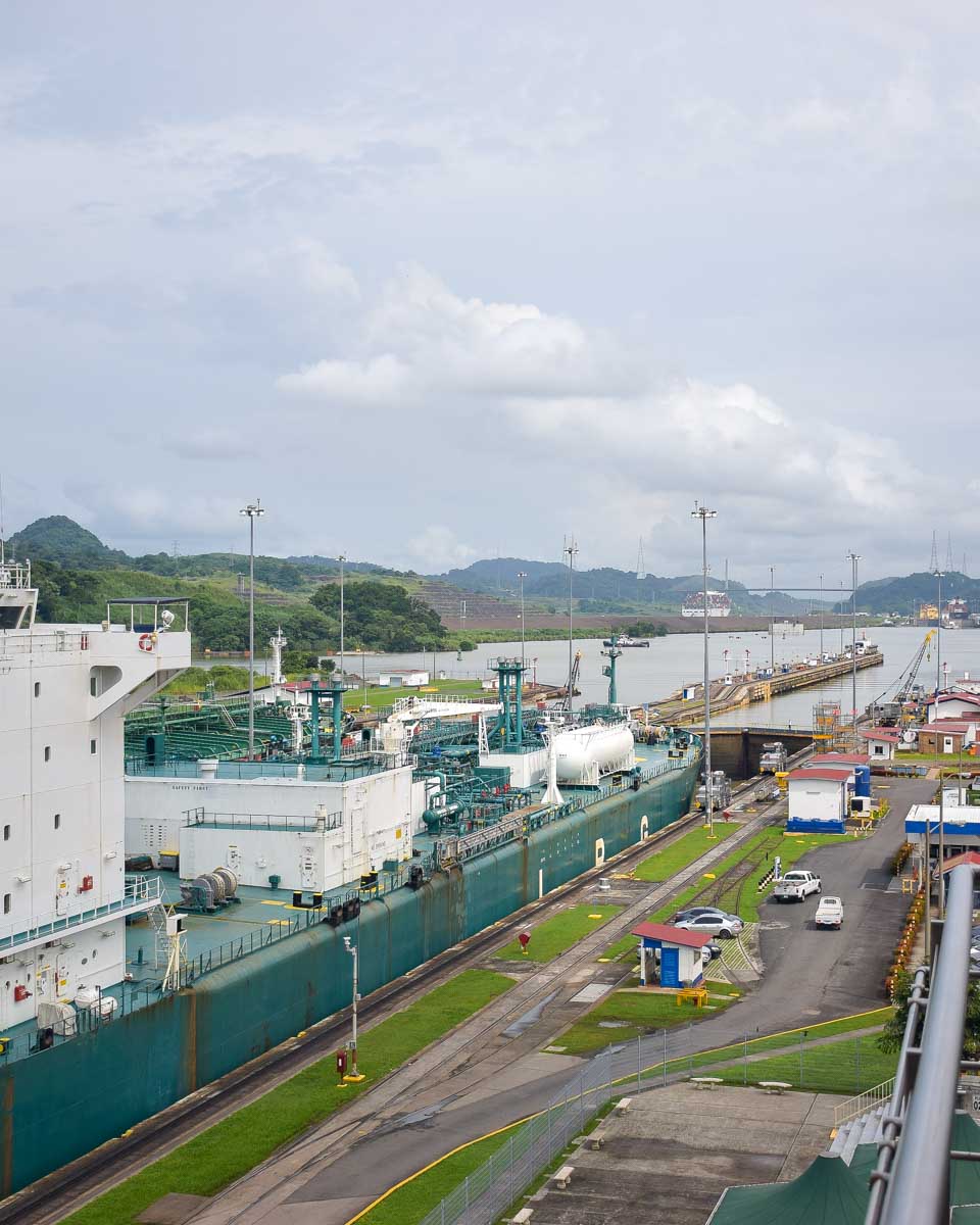 A ship going through the Panama Canal in Panama City Panama