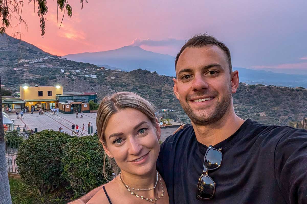 Daniel and Bailey take a selfie in Taormina Italy