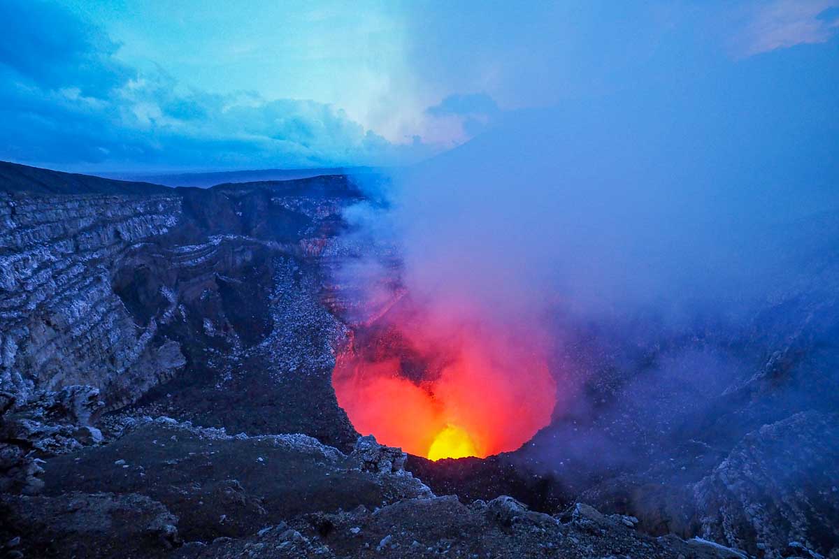 Masaya Volcano just after sunset Nicaragua