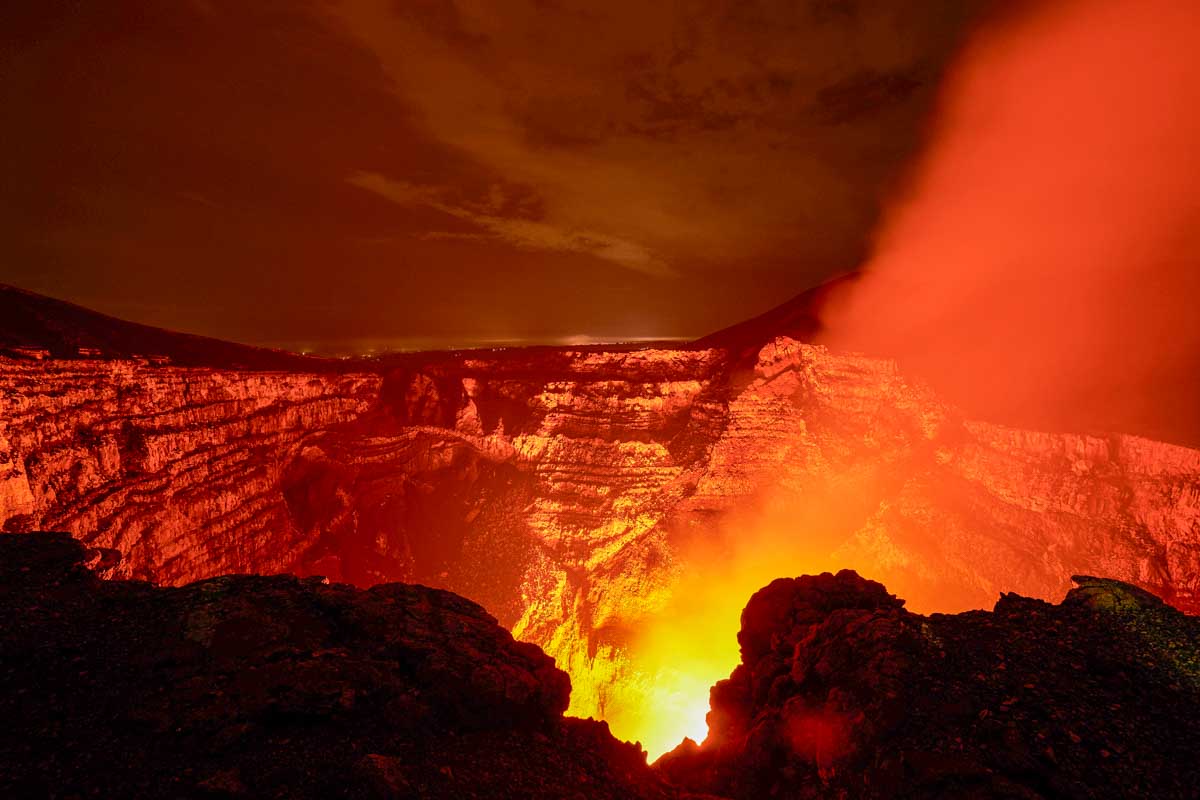 Masaya Volcano laval lake in Nicaragua