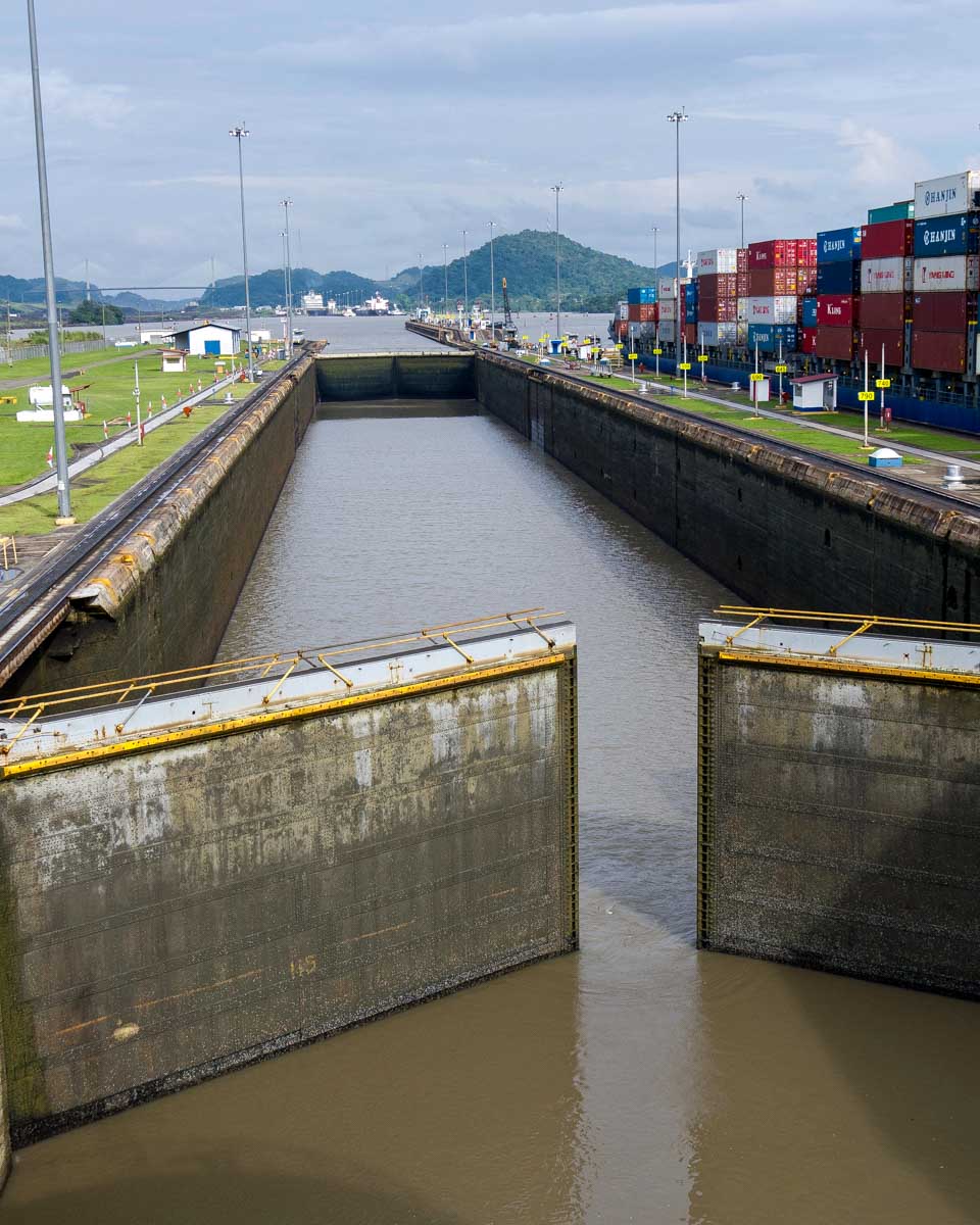 Panama Canal channel lock in Panama