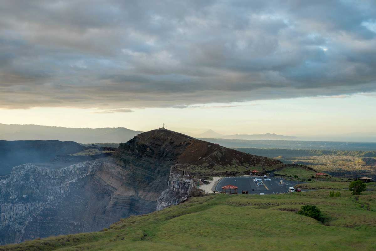 Shot of the parkinglot at Masaya Volcano Nicaragua