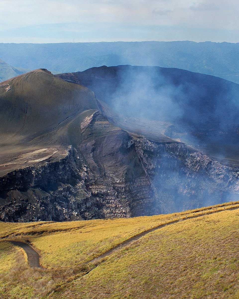 View of Masaya Volcano crater on a hike near it in Nicaragua