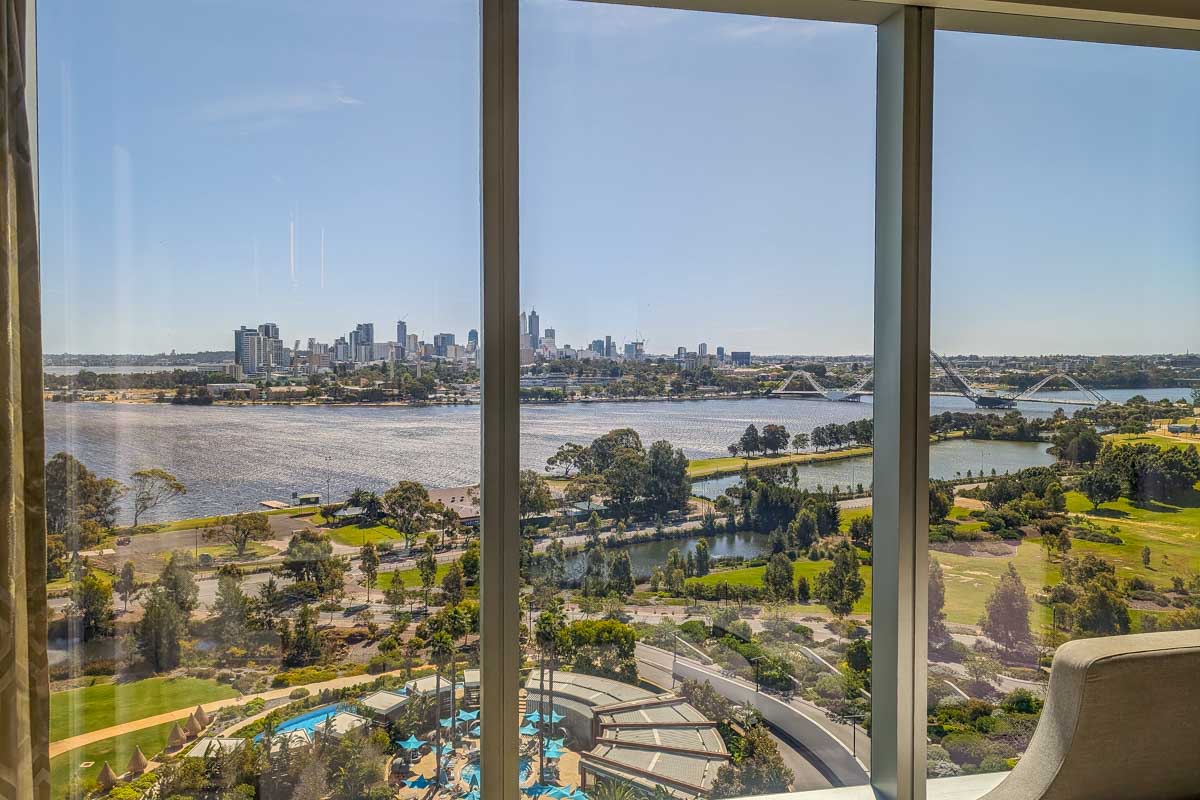View out the windo at Crown Towers Perth Australia