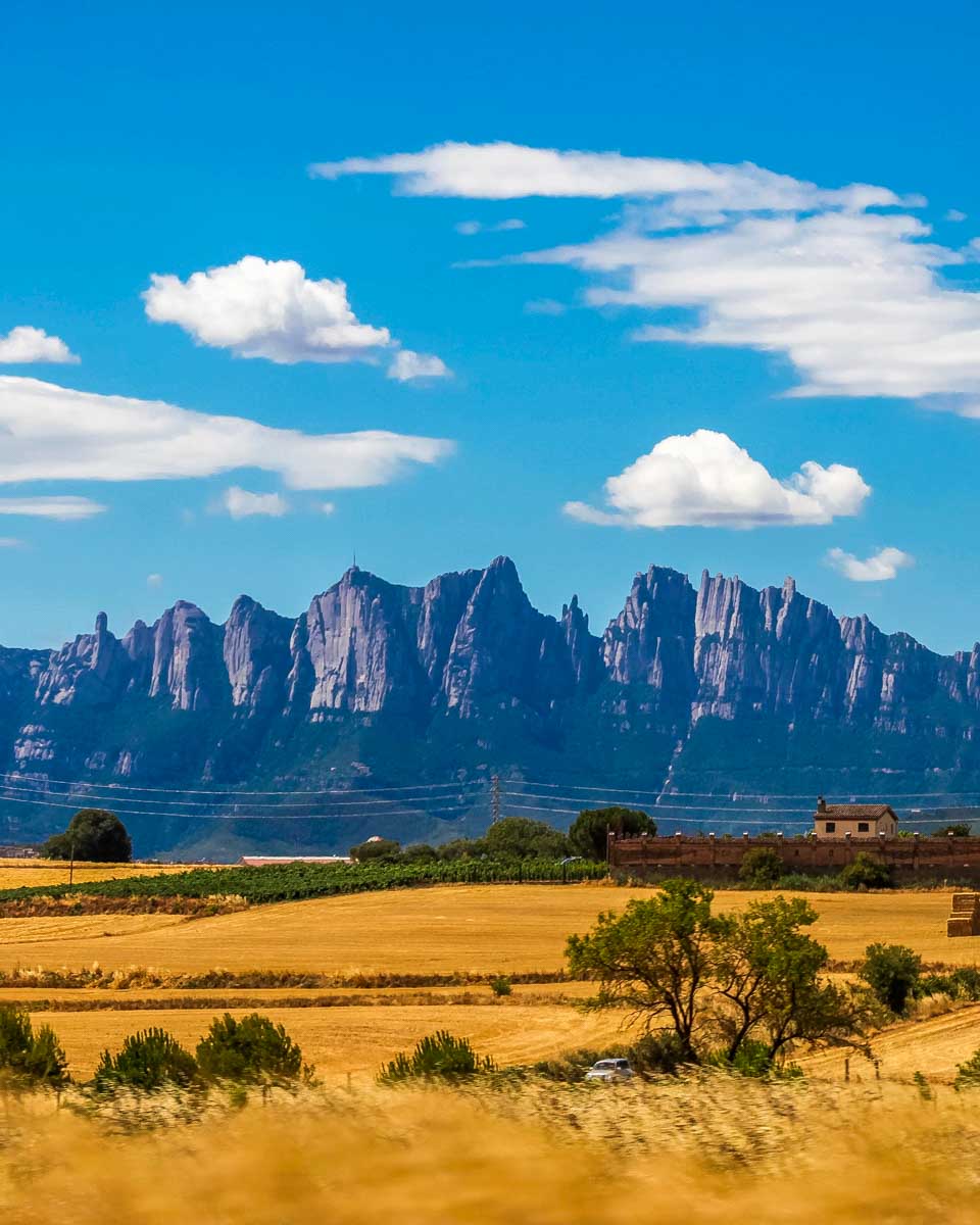 A field and mountains in Montserrat Spain