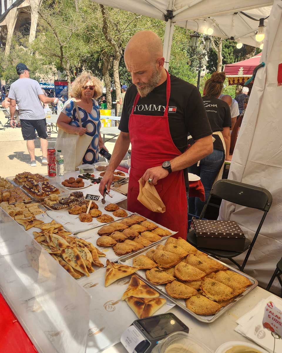A man sells tapas in Barcelona Spain