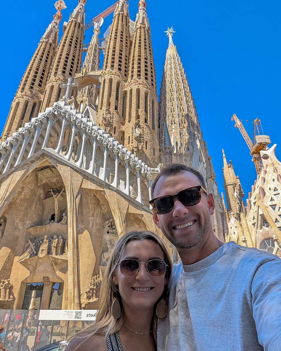 Bailey and Daniel in front of Sagrada Familia in Barcelona Spain