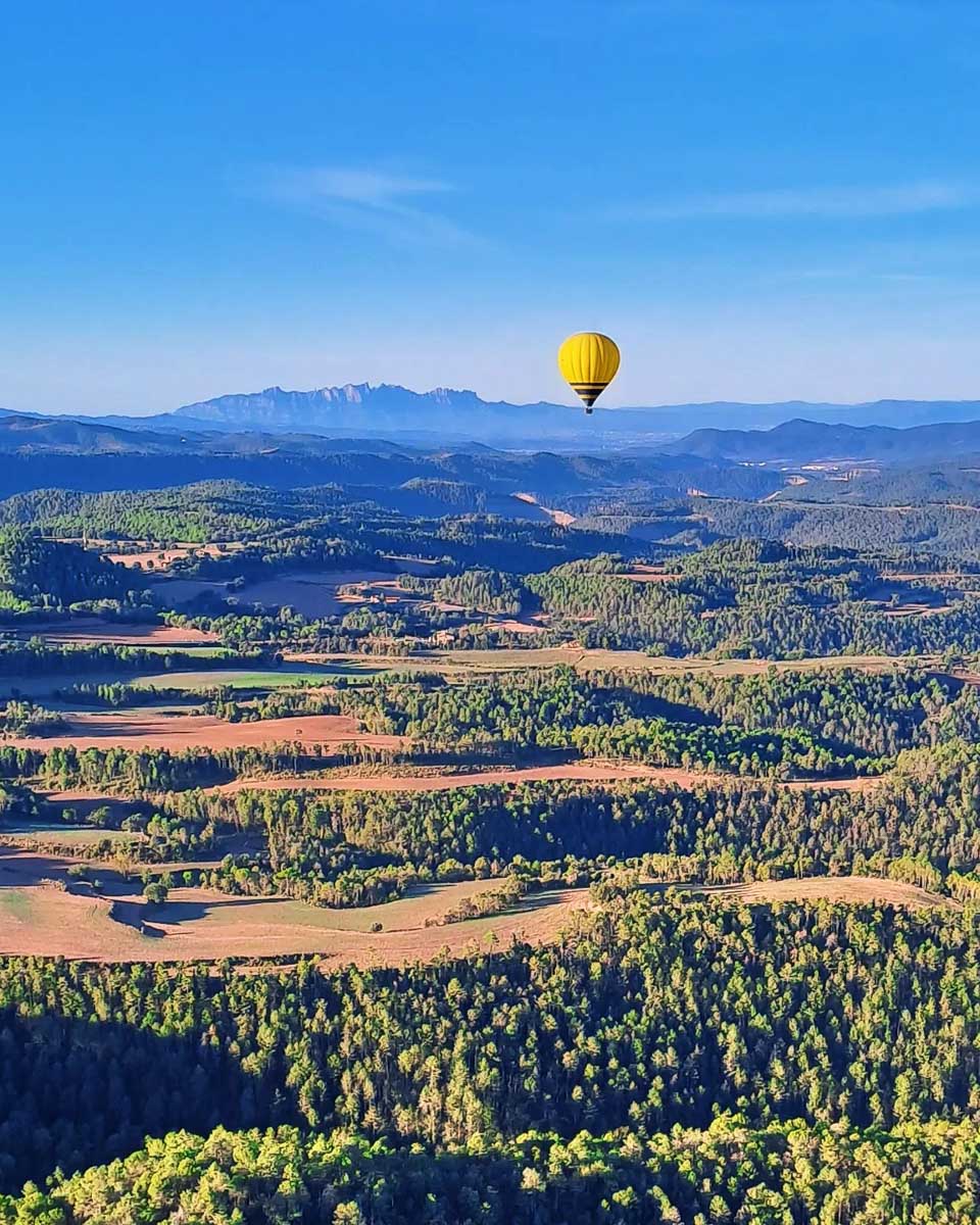 Ballooning Barcelona hot air balloon near mountains Barcelona Spain